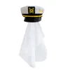 Headpieces Captain Hat Costume Navy Marine Admiral With Veil For Accessory