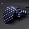 Bow Ties High Quality 2023 Fashion Men Business Formal Zipper 7cm Dot Striped Tie Male Wedding Neckties Designers With Gift Box