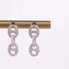 Boucles d'oreilles pendantes 925 en argent Sterling Fine femmes fille bijoux Micro pavé 5A CZ étincelles café perlé lien chaîne goutte boucle d'oreille