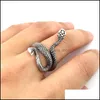 Parringar Punk Snake Ring f￶r m￤n Kvinnor ￶verdrivna antik sier f￤rg mode personlighet stereoskopisk ￶ppning justerbar droppe d otzoq