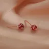 Ohrstecker VOQ Silber Farbe Vintage Glänzender Roter Zirkon Durchbohrt Für Frauen Einfacher Schicker Teen Täglicher Schmuck