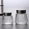 Storage Bottles Modern Glass Jar Living Room Desktop Vertical Stripe Relief Scented Tea Organizer Simplicity Candy Jars Home Decoration