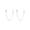 Dangle Earrings Double Piercing Chain 925 Sterling Silver Drop Earring Elegant Link Long For Women/Girl Party Jewelry 2023