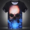 Camisetas masculinas gradiente criativo Padrão de crânio em cor 3D Impressão digital Camisa de manga curta Summer 2023 Boutique de algodão de seda de qualidade Homens