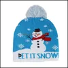 Beanie/Skull Caps Led Christmas Hats Sweater Knitted Beanie Santa Light Up Winter Hat For Adts Party Warmer Cap Drop Delivery Fashio Otaws