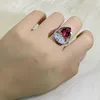 Обручающие кольца винтажное стиль грушевого кольца обручальное кольцо серебряное цвет обещание имитировало рубиновые тенденции циркония