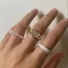 Anillos de boda Anillo de piedra natural irregular de ópalo con hueco estético blanco para mujeres Joyería de dedo creativa de moda