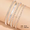 Anklets 5 PCS/セットマルチレイヤーヘビチェーンアンクレット女性2023ビンテージシンプルゴールドボヘミアンレッグアンクルブレスレット