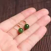 Ohrhänger aus 18 Karat Gold mit eingelegten natürlichen Jaspisperlen und Tianyu Fashion Damen Jade