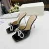 Bowtie 9.5cm heel sexy heeled slippers women lady sandals summer mach party dress shoes MC5529