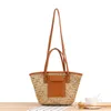 Casual Rattan Basket Bag Designer Wicker Woven Women Handväskor Handgjorda sommarstrandstrå axelkorsskroppar Big Tote Purse 230129