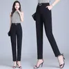 Kobiety w spodniach biuro dama elegancka prosta wiosenna jesień Kobiety Kam w wysokim talii 4xl koreańskie kobiety ołówek mody 2023