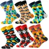 Meias masculinas 6pairs colorido grid homens felizes mulheres rua moda engraçada hip hop