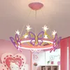 Chandeliers Modern Girls Kids Room Chandelier LED Pink Ceiling Lustre Italian Design For Bedroom Restaurant Fixtures Lights