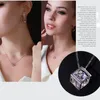 Pendant Necklaces Korean Style Women Necklace Fashion Elegant Geometric Cube Crystal Cubic Zircon For Birthday Jewelry GiftPendant