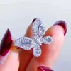 Cluster anneaux 2023 à la mode papillon couleur argent mignon mode anneau pour les femmes fête cadeau bijoux en gros R6134