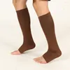 Sportstrumpor 2st/Pack Compression Strumpor Knee High Open Toe Support 18-21mm sportkläder