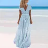 Casual Dresses Vacation Beach Boho Polka Dot Dress Women V-Neck Chiffon Maxi Long Cottagecore 2023 Oversized Summer VestidoCasual