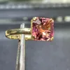 Klusterringar turmalinring fina smycken solid 18k guld natur orangy rosa ädelstenar 2.65ct diamanter för kvinnor närvarande