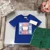 Luxe merk designer kledingsets kinder T-shirt kameel shorts t mode Britse topmerk zomer kinderschatten en meisjes katoen AAA