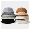 Geizige Krempe Hüte Casual Stitching Kontrastfarbe Kunstpelz Winter für Frauen Warme Eimer Hut Männer Fisherman Caps Drop Lieferung Mode Otbc9