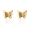 Stud -oorbellen klassieke merk sieraden een paar mat vlinder goud kleur roestvrij staal voor vrouwencadeau