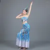 Scene Wear Dai Dance Costumes Oriental Chinese Folk Peacock Dancer Adult Performance Costume Sequined Fishtail kjol
