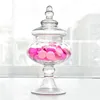 Garrafas de armazenamento pés altos garrafa de vidro transparente jarro de doces moderno com tampa de sobremesa de decoração de casamento bandeja de exibição