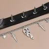 Hänghalsband punk lädernitar choker halsband för kvinnor hip hop rock gothic spike chokers stjärna flamklubb sexiga smycken