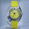 Zegarek nurkowy męski zegarek na rękę Sapphire szklany szklany szklany żółty wybieranie Luminous NH35 Automatyczny ruch 200 m wodoodporny gumowy pasek