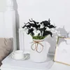 Fiori decorativi 20 pezzi Calla Lily Bouquet da sposa da sposa PU Disposizione artificiale per decorazioni per feste in ufficio a casa (bianco e nero) Promozione