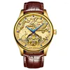 ساعة معصم Ailang 2023 Fashion Leather Strap Watches Top Skeleton Automatic Automatic Sport Sport Tourbillo Men's Wrist Watch