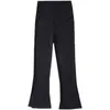 Zwangerschapsbodems 2023 Zomer Zwangere vrouwen Wijdbenige broek Modale voorkant Open Vork Abdominale Blacks Solid Color Katoenbroek Capris