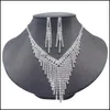 Zestawy biżuterii ślubnej mody kobiety kryształowa narzeczona naszyjnik z zestawu kolczyka szarstonowa sukienka bankietowa damski prezent dostawa OT607