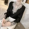 Women's T Shirts Woman Solid Silk Embroidery Long Sleeves Chic Blouse Shirt 2023 Spring Summer Office Lady ShirtWomen's