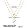 Pendentif Colliers EN Mode Collier de coeur de mariage pour femmes multicouches en cristal d'or cadeaux de la Saint-Valentin bijoux