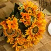 Decorative Flowers Retro Artificial Sunflower Bouquet For Home Desktop Decor Silk Flower Daisy DIY Garden Wedding TS2