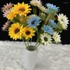 Fiori decorativi TONGFENG Artificiale 5 Head Bouquet Girasole Simulazione Home Wholesale Disposizione dei fiori secchi di rose al coperto