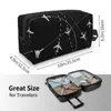 Cosmetic Bags Pilot Aircraft Night Flight Routes Makeup Bag Travel Organizer Kawaii Air Traffic Controllers Storage Toiletry220L