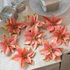 Decorative Flowers Poinsettia Christmas Artificial Tree Decorations Fake Flower Glitterdecorative Mini Silverornaments Poinsettias Gliter