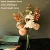 Flores decorativas simulação dente de leão de seda de seda decoração artificial de outono casamento caseiro de flor falsa guirlanda