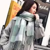 Écharpes designer tricotés d'hiver femmes écharpe à plaid châles en cachemire chaud cou bandana pashmina dame enveloppe