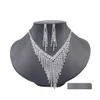 Hochzeit Schmuck Sets Mode Frauen Kristall Braut Halskette Ohrring Set Strass Vergoldet Kleid Bankett Damen Geschenk Drop Lieferung OT607