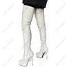 Heelsmaker Handmade Women Winter Thigh Boots Waterproof Stiletto Heels Round Toe White Party Shoes Ladies US Plus Size 5-20