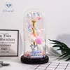 Decorative Flowers Preserved Flower Glass Cover LED Night Light Colorful Deer Christmas Valentine's Day Gift