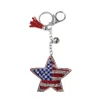 Keychains Lanyards Fl Crystal Rhinestone Heart Flag Of The United States Keychain Bling Sier Plated Chain Key Rings Hanging Fashio Otrtq