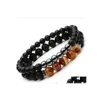 Andere Armbänder 2 Teile/satz Matte Schwarz Perlen Armband Set Frauen Männer Mode Lucky Buddha Gebetsperlen Paar Schmuck Zubehör Geschenk Dh5Ca