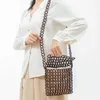 Moda pusta drewniana klapa Torby Designer Peading Crossbody szeroki pasek Messenger Bag Summer Beach torebki 2023 Bali 230129