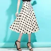 Gonne Gonna in chiffon a pois autunnale Donna 2023 Vita alta Midi Lungo Una linea Donna Casual Fashion Swing Ladies