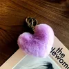 Heart Shaped Faux Rabbit Fur Keychains Pom Pom Ball Pendant Keychain Plush Car Keyring Bag Pendent Accessories Promotion Gift Wholesale Price